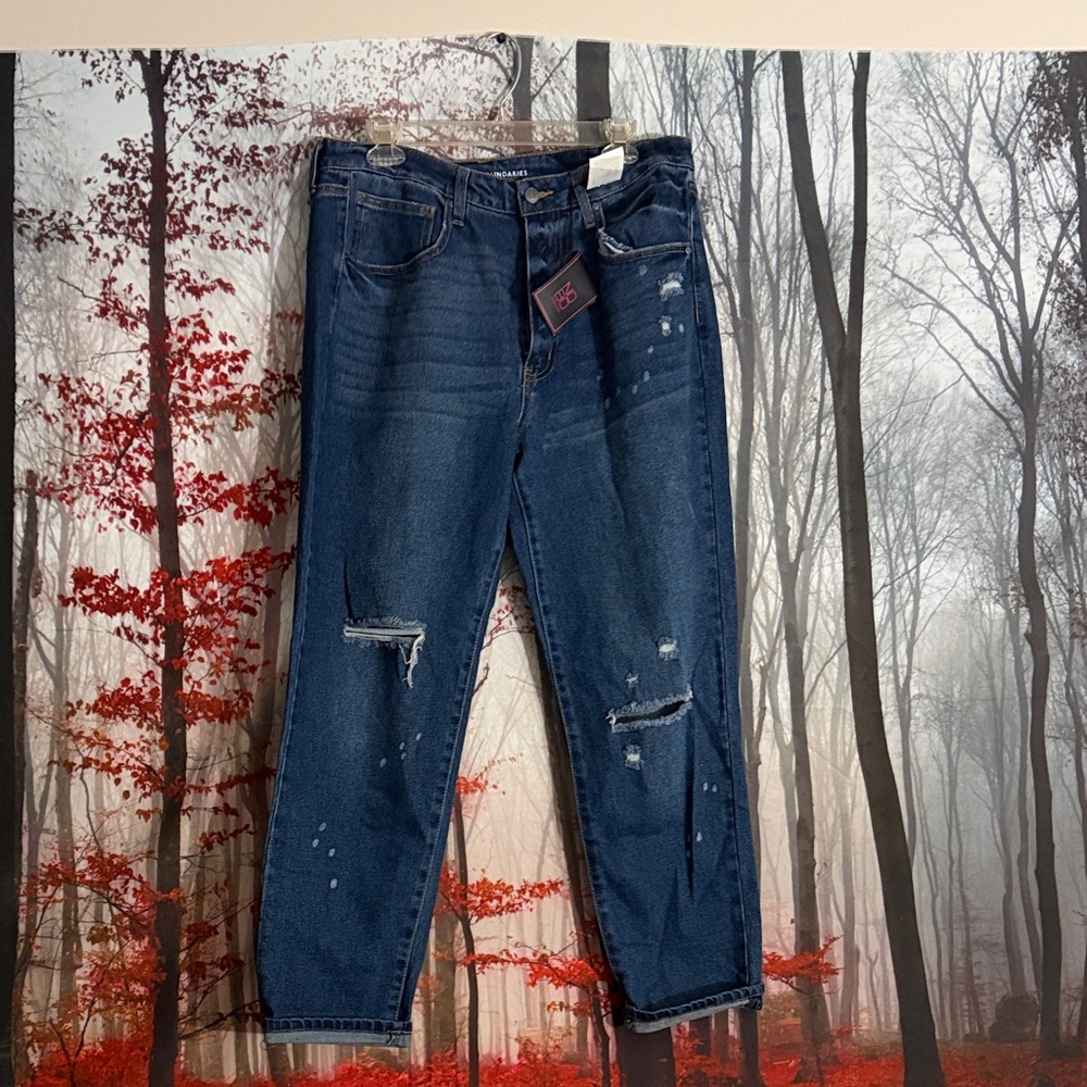 No Boundaries Dark Wash Distressed High Rise Women’s Jeans